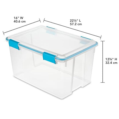Sterilite 4-Pack 54 Quart Gasket Box, Home Storage Organizer Bins with Lids - Stackable Clear Plastic Containers for Bedroom, Bathroom, Garage, Basement, or Attic - size: 54 Quart, style: 4 Pack
