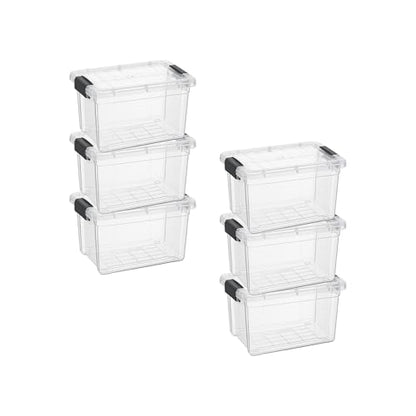 Superio Mini Storage Container Plastic Crayon Box Art Supplies and Sewing Case Stackable Clear Small Organizer for Beads, Stationery, Chalk, and Food, 1.4 Quart, 6 Pack - size: 1.4 Quarts, style: 6 Pack