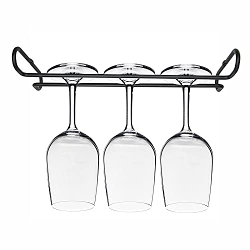 10 Inch Wine Glass Rack Under Cabinet Shelf Stemware Storage Hanging Hanger Organizer Glasses Holder with Drying Under Counter Metal for Kitchen and Bar Set of 4 Black - size: set of 4 black, style: Double Opening
