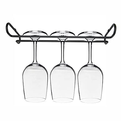 10 Inch Wine Glass Rack Under Cabinet Shelf Stemware Storage Hanging Hanger Organizer Glasses Holder with Drying Under Counter Metal for Kitchen and Bar Set of 4 Black - size: set of 4 black, style: Double Opening