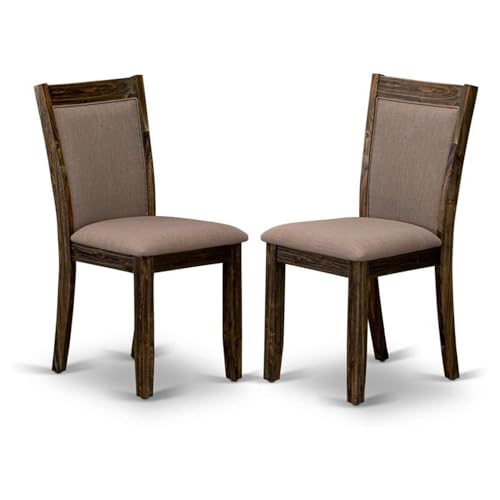 East West Furniture MZC7T48 Monza Parson Dining Chairs - Coffee Linen Fabric Padded Chairs, Set of 2, Distressed Jacobean - color: Mzc7t48