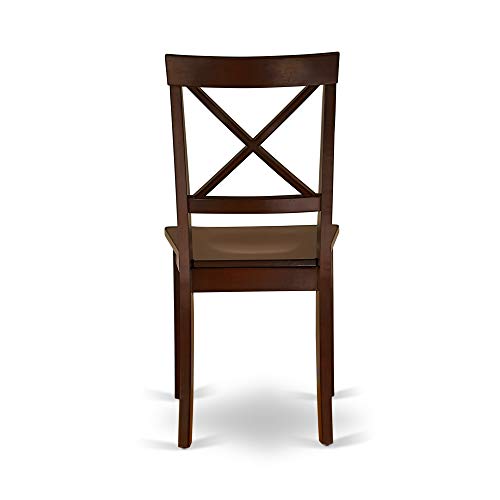 East West Furniture DLBO5-MAH-W 5 Piece Dining Room Table Set Includes a Round Dining Table with Dropleaf and 4 Wood Seat Chairs, 42x42 Inch, Mahogany - color: Mahogany, size: Table + 4 Chairs