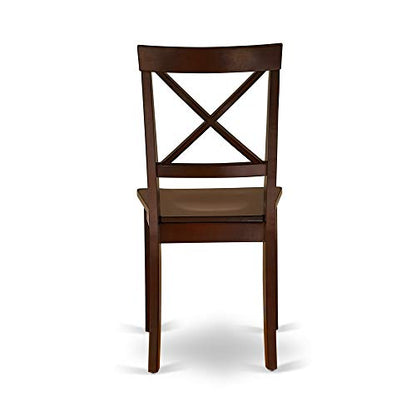 East West Furniture DLBO5-MAH-W 5 Piece Dining Room Table Set Includes a Round Dining Table with Dropleaf and 4 Wood Seat Chairs, 42x42 Inch, Mahogany - color: Mahogany, size: Table + 4 Chairs