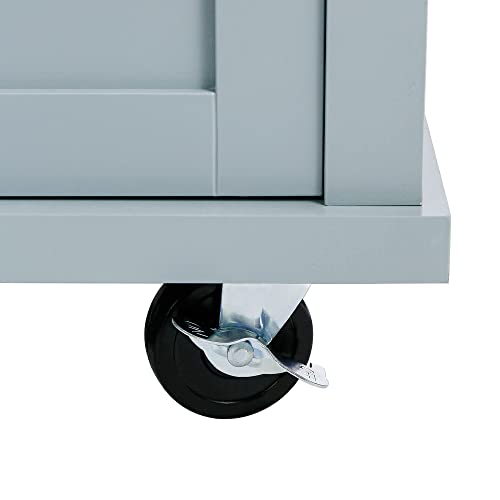 Kitchen Island, Rolling Kitchen Cart with Drop Leaf Top | Drop leaf countertop expands prep and serving space, folds down to save room in compact kitchens or dining areas - color: Blue + Mdf + Rubber Wood