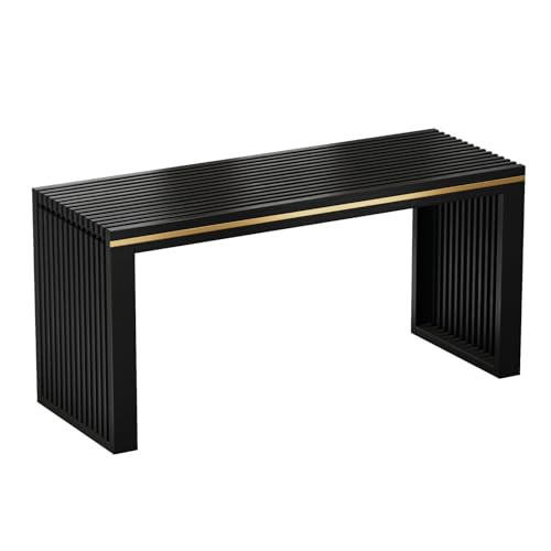 APRTAT Bamboo Dining Bench 35-Inch Indoor Wood Shoe Rack Bench for Entryway | Easy Assemble, Sturdy & Durable,Slatted Design,Versatile Everyday Seating,Living Room Hallway Bedroom Bathroom - color: Black, size: Long
