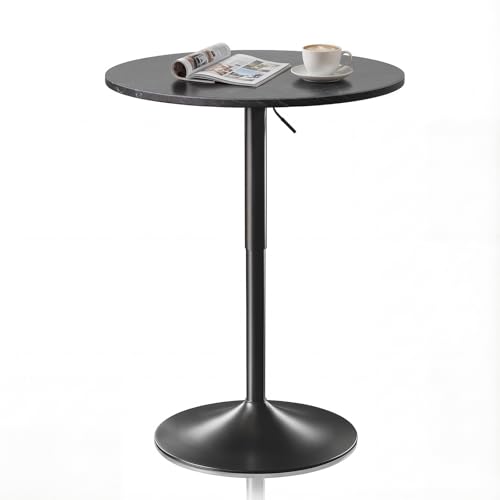 Magshion 23.5'' Round Adjustable Height Wood Bar Pub Table Adjustable Range 27.5"-36" Living Room Dining Room Bar Cocktail Table - color: Black Rock, size: 23.5 in
