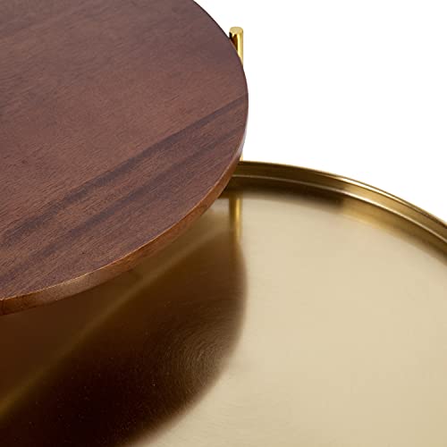 Kate and Laurel Ulani Modern Nesting Side Table, Set of 2, Walnut Brown Wood and Gold Metal, Glamorous End Tables for Storage and Display - color: Walnut Brown/Gold