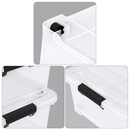 25 Quart Clear Plastic Underbed Storage Bins with Wheels, 4 Packs | Stackable Plastic Under Bed Latching Organization Box with Lids - size: 25 Quart
