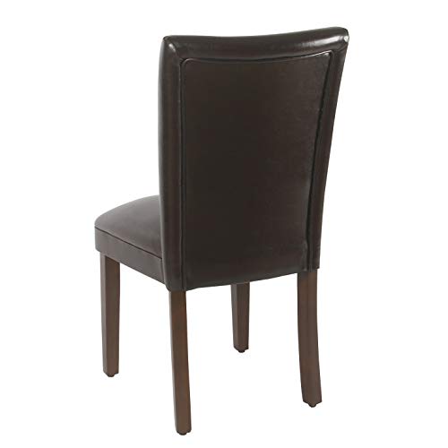 HomePop Parsons Upholstered Accent Dining Chair, Set of 2, Dark Brown Faux Leather - color: Dark Brown Faux, style: Pack of 2