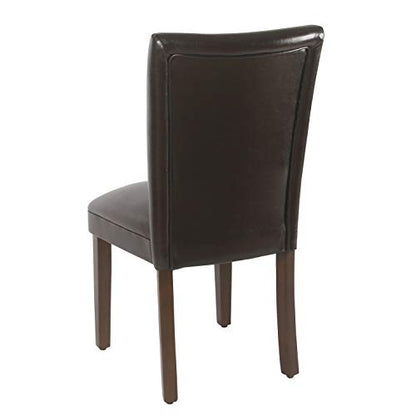 HomePop Parsons Upholstered Accent Dining Chair, Set of 2, Dark Brown Faux Leather - color: Dark Brown Faux, style: Pack of 2