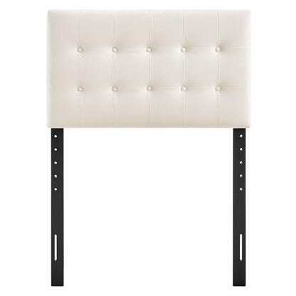 Modway Emily Twin Size Performance Velvet Headboard in Alabaster - Stain-Resistant Velvet Upholstery with Button Tufting and 7 Adjustable Height Positions - color: Alabaster, size: Twin