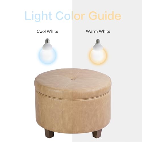 HomePop 24" Large Leatherette Storage Ottoman - Sand Faux Leather - color: Sand Faux Leather
