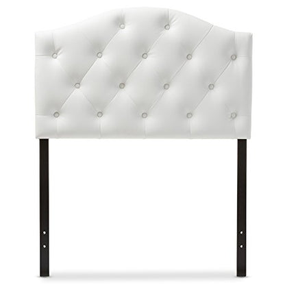 Baxton Studio Myra Modern and Contemporary White Faux Leather Upholstered Button-Tufted Scalloped Twin Size Headboard - color: White, size: Twin