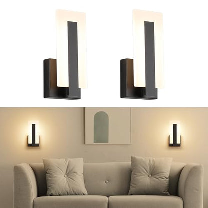 Joosenhouse Modern LED Wall Sconces Up and Down Wall Mount Light Black 3000K Warm White Wall Lights Set of 2, Indoor Wall Lighting for Hallways, Bedrooms, Hallways, Living Room Indoor Wall Lights - color: Black -Non Dimmable