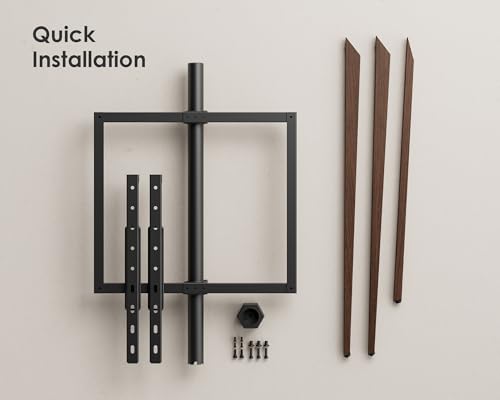 FITUEYES Corner TV Stand for 43-65 Inch TVs, Height Adjustable Metal Tripod Easel TV Stand Modern TV Floor Mount with Concealed Storage for Bedroom Living Room, Picasso Series