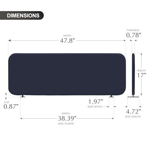 DECOLAB Desk Divider, Portable Table Privacy Panel 48"x18", Cobalt | Freestanding Desk Shield. For Office, Student, Classroom, Work from Home. No Drill. - color: Cobalt