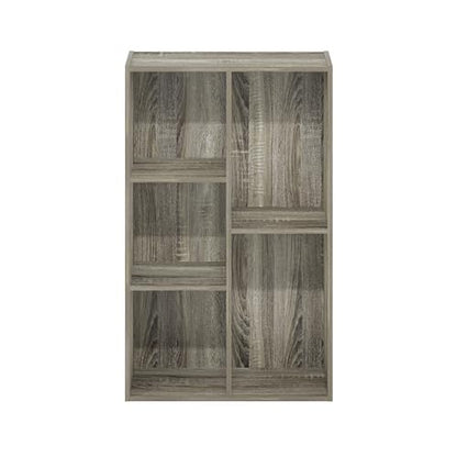 Furinno LUDER Book Shelf, 5-Cube Bookshelf, Reversible Bookcase, 9.4 x 19.5 x 31.5, Easy Assembly, for Living Room, Bedroom, Home Office, French Oak - color: French Oak, size: 5-Cube
