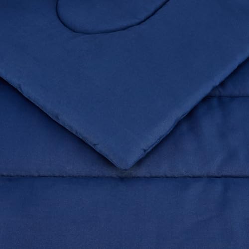 Amazon Basics 2-Piece Soft Microfiber Kid's Comforter and Pillow Sham Set, Twin, Navy, Solid - color: Navy, size: Twin