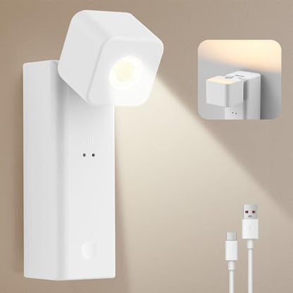Yochoice Rechargeable Battery Operated Wall Sconce, Wireless Wall Lamp | Dimmable, Drill&Tape Installation, 4000mAh, Adjustable Angle, Bedside Reading Wall Light for Living Room Bedroom - size: 1-Pack