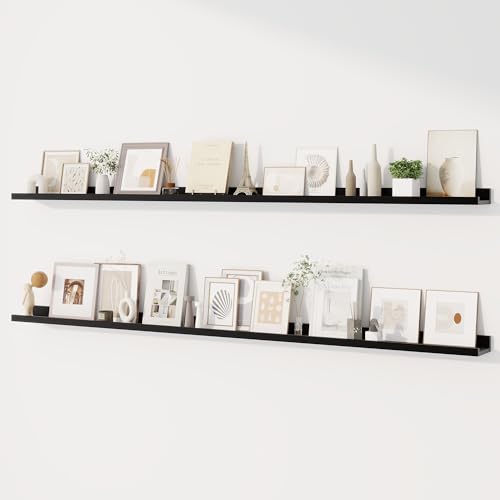 Dreamland Picture Ledge Shelf for Wall, Floating Shelves Set of 2,72 inch Long Floating Shelves with Lip for Living Room,Bedroom,Bathroom,Kitchen,Black - color: Black, size: 72inch