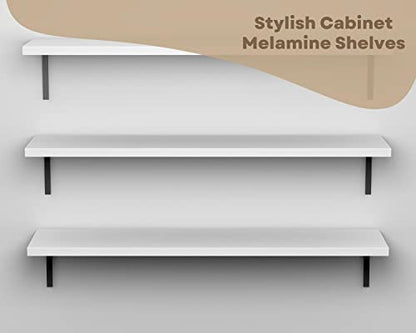 White Cabinet Shelves Melamine 1/2'' Thick, Custom, Cut to Size. (12'' Depth x 25' Inches Length) - color: 12 Inches Depth, size: 25 Inches Length