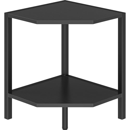 Creso hom Corner Shelf Stand, 2 Tier Industrial Corner Bookshelf | Multipurpose Standing Corner Display Shelf Countertop Organizer for Living Room Kitchen Bedroom Office, Black - color: Black, size: 2-Tier