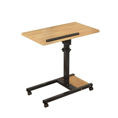 TigerDad Mobile Adjustable Height Laptop Stand PC Computer Portable Notebook Swivel Laptop Desk Rolling Table Desk Cart Tiltable with Wheels Casters& Mouse Pad Table (Wood) - color: Wood-grain