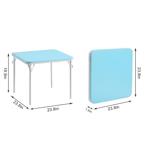 VECELO 24'' Kids Folding Activity Card Table, with Ultra Soft Padded Tabletop, 1 Piece, Blue & White - color: Blue and White