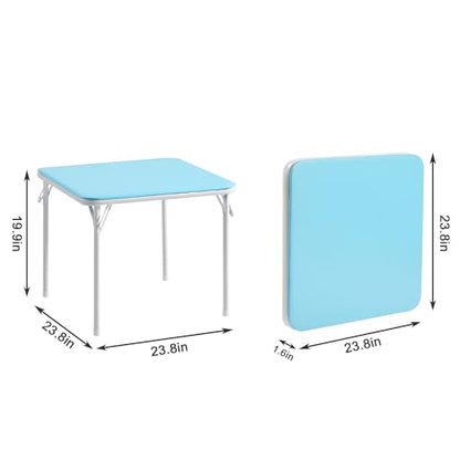 VECELO 24'' Kids Folding Activity Card Table, with Ultra Soft Padded Tabletop, 1 Piece, Blue & White - color: Blue and White