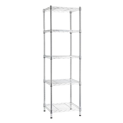 Amazon Basics 5-Shelf Tower Adjustable Storage Shelving Unit, Chrome, 16" x 16" x 54", 150 lbs Per Shelf | Tower - color: Chrome, size: 16"L x 16" W x 54"H, style: 5 -Shelf