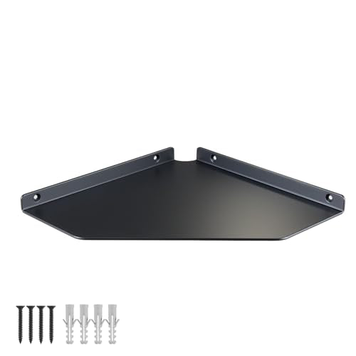 10 Inch Black Floating Corner Shelf Wall Mounted, Large Triangle Shelf for TV Box, Router, Speakers, Wine & Trophies - color: Black, size: 10 inch corner shelves