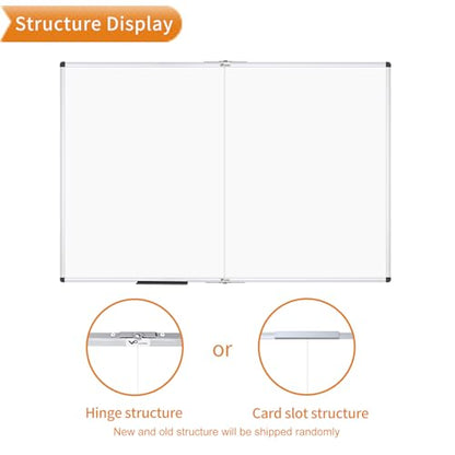 VIZ-PRO Large Magnetic Dry Erase Whiteboard, 96 x 48 Inches, Foldable | Silver Aluminum Frame, 8' x 4' Wall-Mounted White Board with Marker Tray for School Office and Home - size: 96"W x 48"H