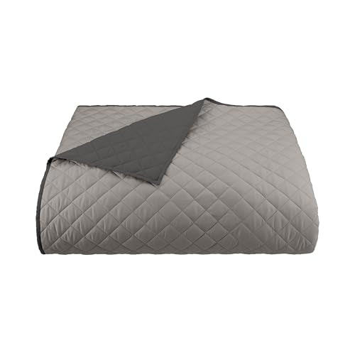 Martex Reversible Coverlet, King, Light Gray/Graphite | Lightweight, Durable, Soft, Easy Care, Reversible - color: Light Gray/Graphite, size: King