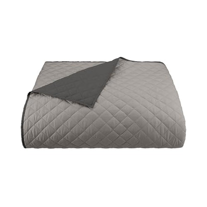 Martex Reversible Coverlet, King, Light Gray/Graphite | Lightweight, Durable, Soft, Easy Care, Reversible - color: Light Gray/Graphite, size: King