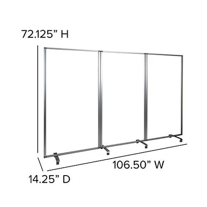 Flash Furniture 36 Inch Wide Acrylic Mobile Partition, Transparent | 72 Inches High, Lockable Casters, Durable Construction, Commercial Use