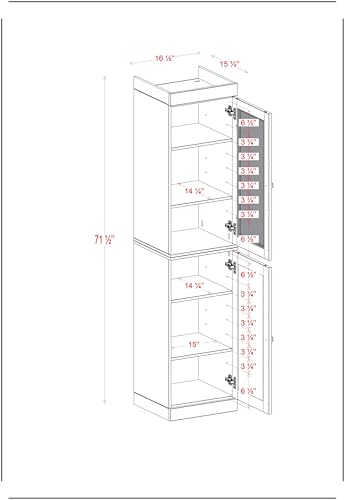 Solid Wood Kitchen Pantry - Narrow Storage Cabinet - 16.5" Wide x 71.5" Tall - 1 Raised Panel & 1 Frosted Glass Door, Sage, Adjustable Shelves, 100% Eco-Friendly Wood, Modular Cabinets - color: Aqua, style: Frosted Glass Top Door / Raised Panel Bottom Doo