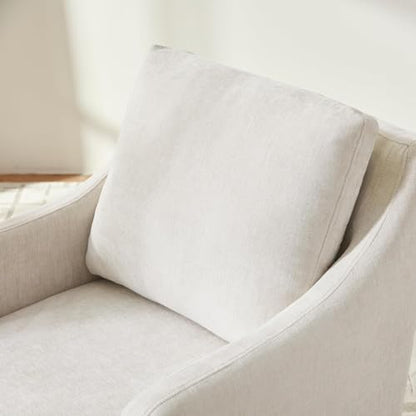 VKNOW Upholstered Dining Chairs Set of 6, Dining Room Chairs with Casters | Modern Rolling Dining Chairs with Armrest, Soft Chenille Fabric, Washable Cover, Easy Assembly, Living Room, Bedroom, Cream - color: Cream, size: 6