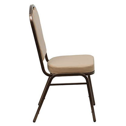 Flash Furniture Hercules Vinyl Crown Back Stackable Banquet Chair | Copper Vein Frame, Vinyl Upholstery - color: Tan Vinyl/Copper Vein Frame, size: Set of 1