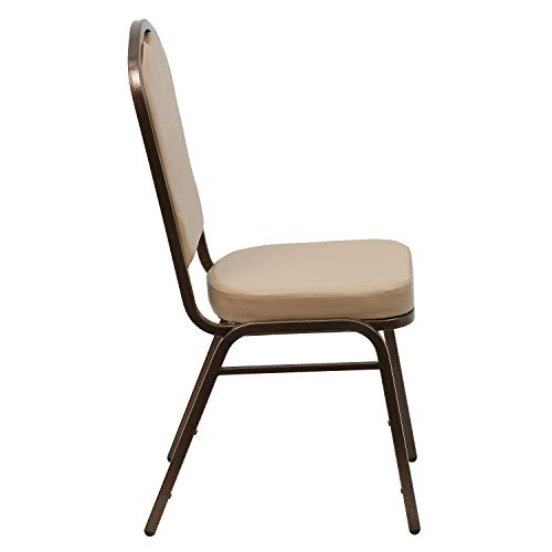 Flash Furniture Hercules Vinyl Crown Back Stackable Banquet Chair, 4-Pack | Copper Vein Frame, Vinyl Upholstery - color: Tan Vinyl/Copper Vein Frame, size: Set of 4