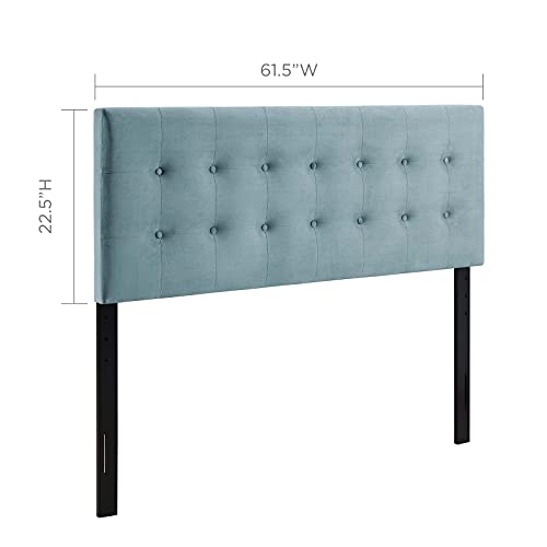 Modway Emily Queen Biscuit Tufted Performance Velvet Headboard, Light Blue - color: Light Blue, size: Queen