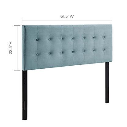 Modway Emily Queen Biscuit Tufted Performance Velvet Headboard, Light Blue - color: Light Blue, size: Queen