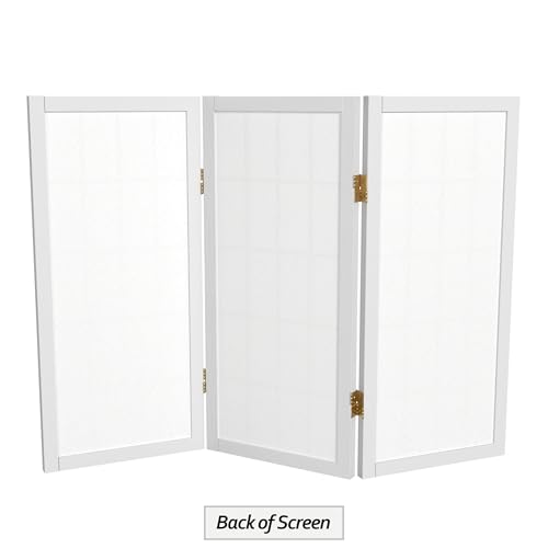2 ft. Short Desktop Window Pane Shoji Screen - White - 3 Panels - color: White, size: 3 Panel