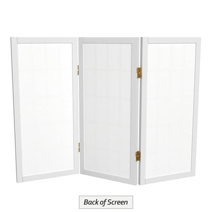 2 ft. Short Desktop Window Pane Shoji Screen - White - 3 Panels - color: White, size: 3 Panel