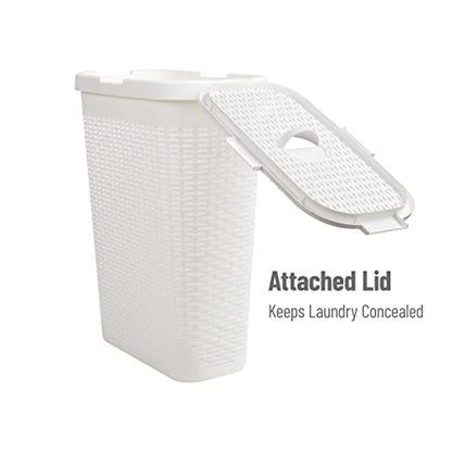 Mind Reader 40L Slim Laundry Hamper with Lid, Narrow Clothes Baskets, Set of 2, White - color: White, size: Set of 2