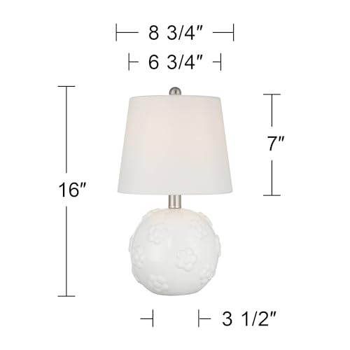 Arianna 16" Small Table Lamp White Flower Ceramic Accent Modern | Cottage Living Room Bedroom Bedside Nightstand House Office Home Family