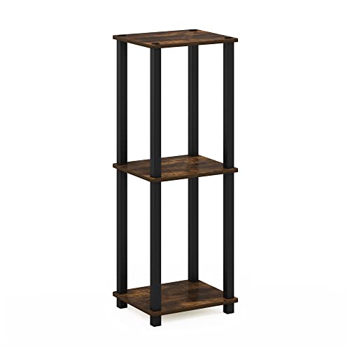 2-Tier Set of 2 Small End Table with Open Shelf, Easy Assembly Toolless Nightstand, Night Stand, Side Table, for Bedroom, Living Room, Amber Pine - color: Amber Pine/Black, size: 2 Tier, Set of 2