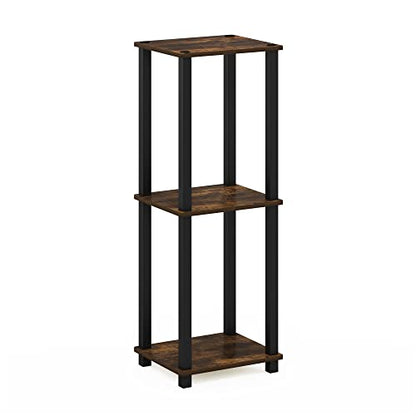 2-Tier Set of 2 Small End Table with Open Shelf, Easy Assembly Toolless Nightstand, Night Stand, Side Table, for Bedroom, Living Room, Amber Pine - color: Amber Pine/Black, size: 2 Tier, Set of 2