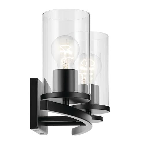 Kichler Crosby 23" 3-Light Vanity Light with Clear Glass in Black, for Bathroom, Powder Room, (23" x 8.75"), 45497BKCLR - color: Black, size: 3 Light, style: Clear Glass