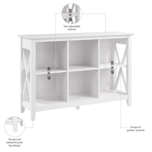 Bush Home 6 Cube Bookcase, Modern Farmhouse Organizer with Open Shelving and Cubbies, Storage for Living Room or Home Office, Key West Collection, Pure White Oak