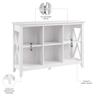 Bush Home 6 Cube Bookcase, Modern Farmhouse Organizer with Open Shelving and Cubbies, Storage for Living Room or Home Office, Key West Collection, Pure White Oak